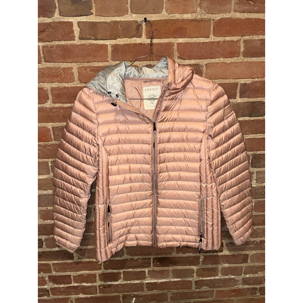 Esprit Pink Quilted Hooded Puffer Jacket Women's Warm Coat L